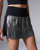 Short Saia Plissada Brilho Hook - Prata