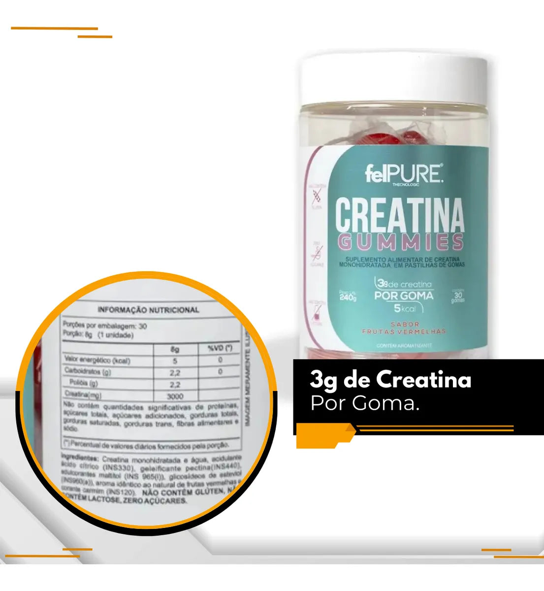 Creatina Gummies Felpure | 3g por Goma | Praticidade Diaria