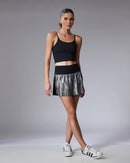 Short Saia Plissada Brilho Hook - Prata