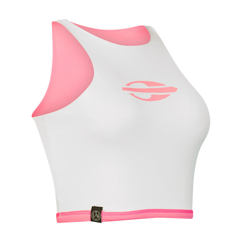 TOP FEMININO DUPLA FACE BEACH MORMAII 2941 ROSA/BRANCO