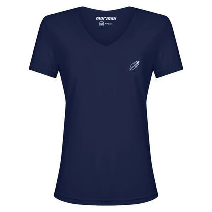 CAMISETA FEMININA MANGA CURTA DECOTE V BEACH SPORTS MORMAII 2733 AZUL MARINHO
