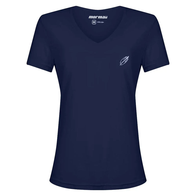 CAMISETA FEMININA MANGA CURTA DECOTE V BEACH SPORTS MORMAII 2733 AZUL MARINHO