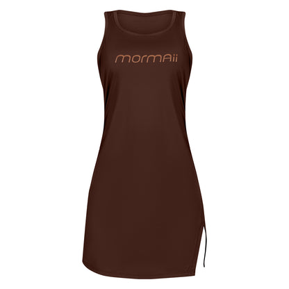 VESTIDO FEMININO NADADOR COM SHORTS MORMAII 2952 CAFE