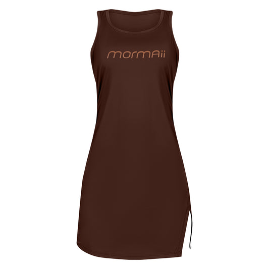 VESTIDO FEMININO NADADOR COM SHORTS MORMAII 2952 CAFE
