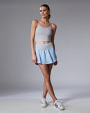 Saia Hook Plissada Bumbum - Azul c/ Cinza