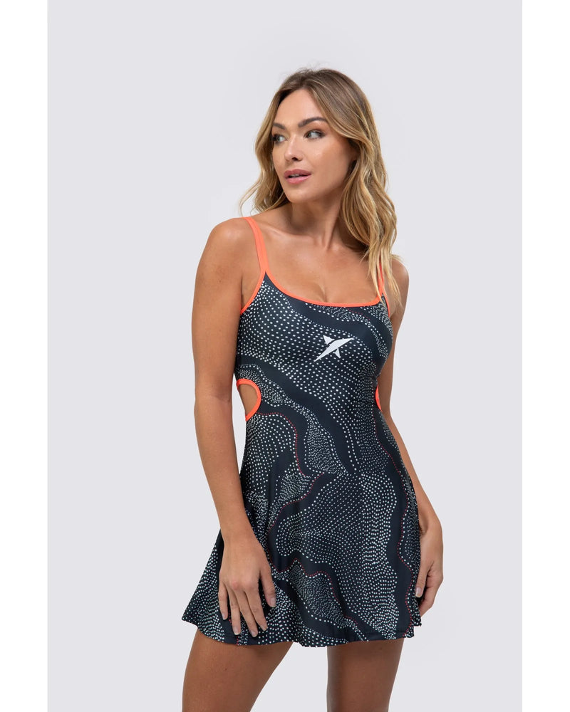 Vestido + short DROP SHOT GRETA  - Preto/Coral
