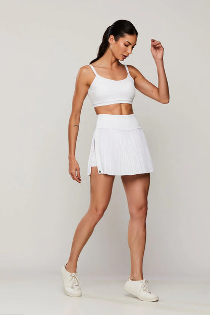 Saia Plissada Brilho Hook - Branco