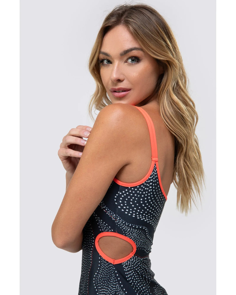 Vestido + short DROP SHOT GRETA  - Preto/Coral