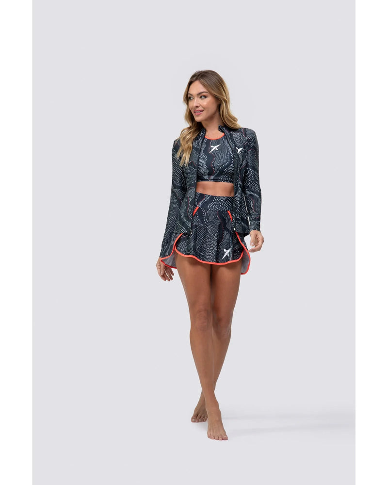 Short + saia DROP SHOT GRETA - Preto/Coral